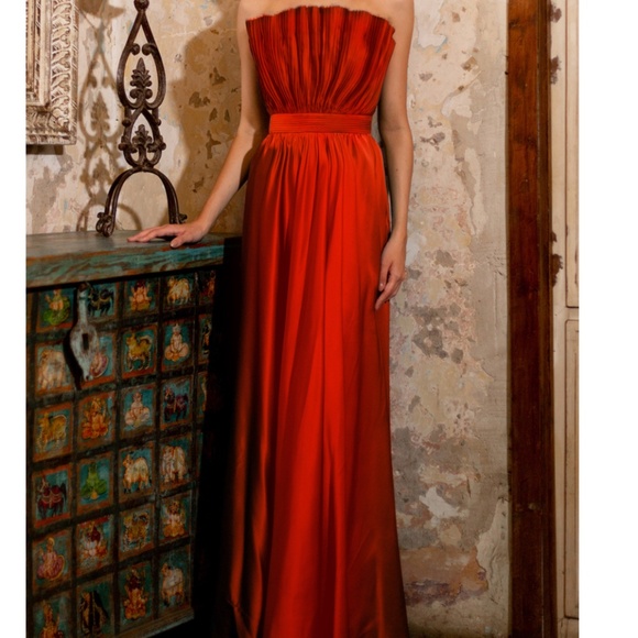 Andres Otalora Dresses & Skirts - Andres Otalora Cocora Pleated Silk Gown in Coral
